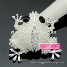 luxurious best sale fashion pearl frog crystal rhinestone brooch